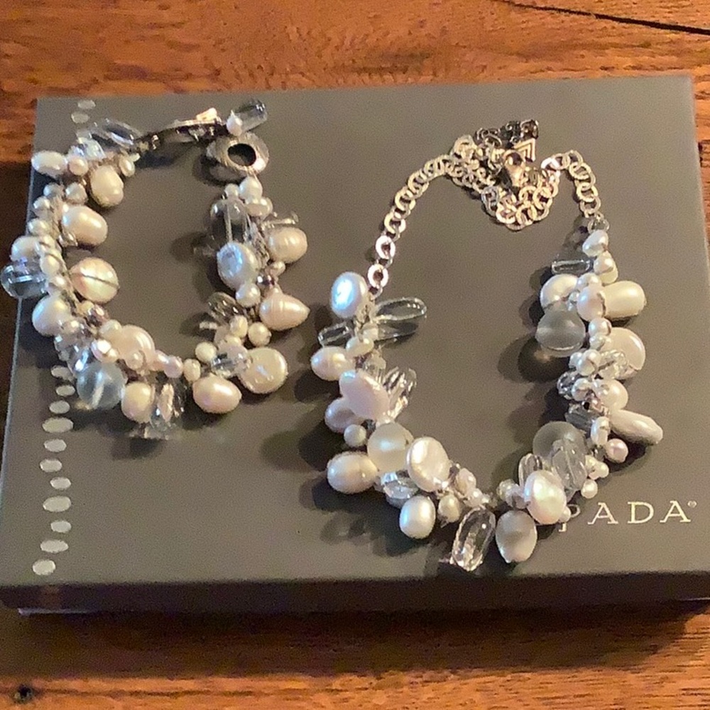 Quartz, Glass Pearl,bracelet and necklace